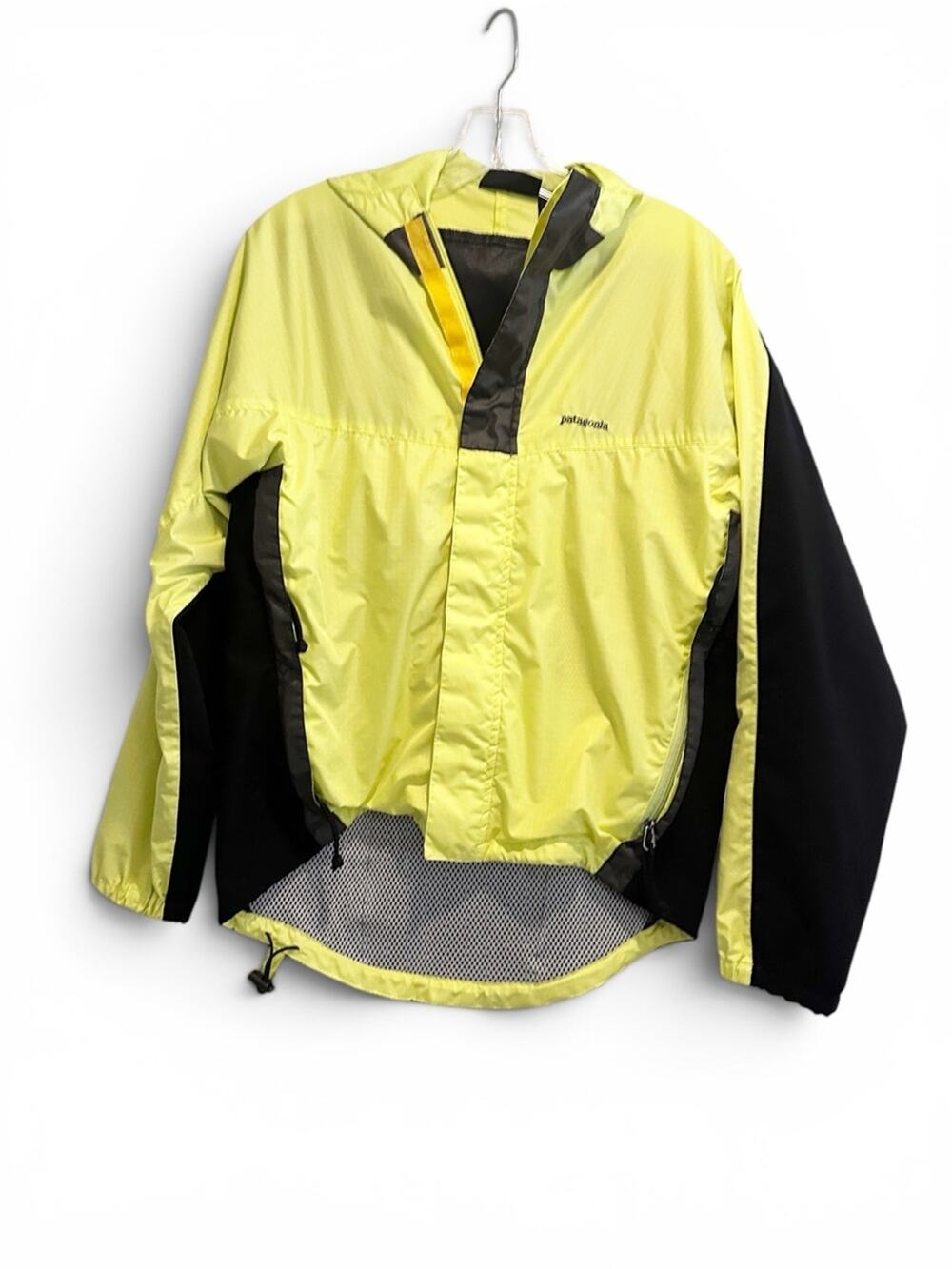 VTG Patagonia Electralight Cycling Windbreaker Jacket Men XS Yellow Gray Zip Up